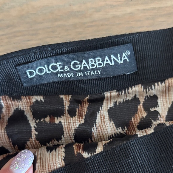 Dolce & Gabbana Virgin Wool Black Mini Skirt with Zipper Cheetah Details 42 Sma - Picture 2 of 7